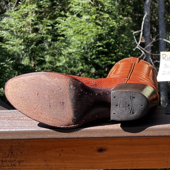 Honey Color Ostrich Leg Cowboy Boots in Men's Size 11D *READ* - Picture 6 of 12